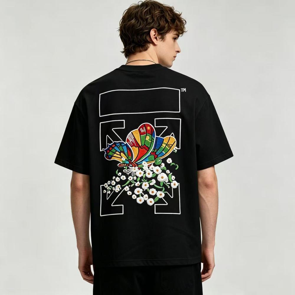 OFF-WHITE UV-Reactive Embroidered Back Print T-Shirt