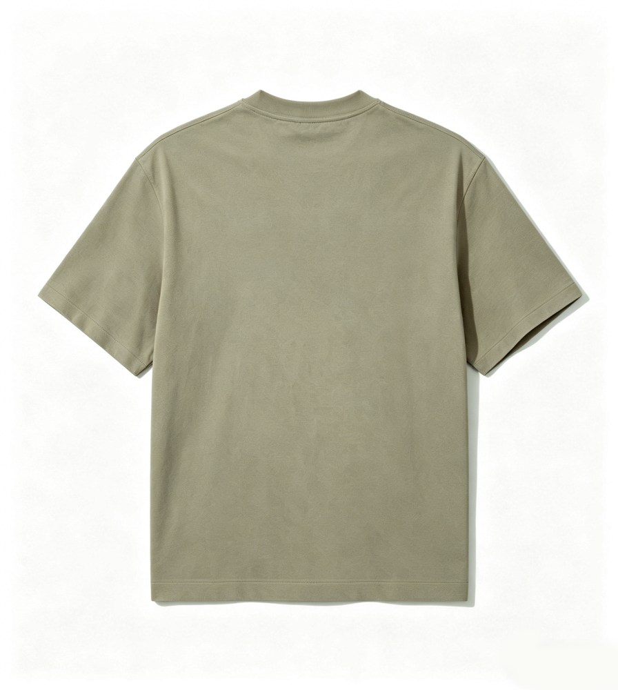 OFF-WHITE™ UV-Reactive Embroidered Back Print T-Shirt – Premium Cotton Streetwear Tee (White, Black & Light Olive Green)