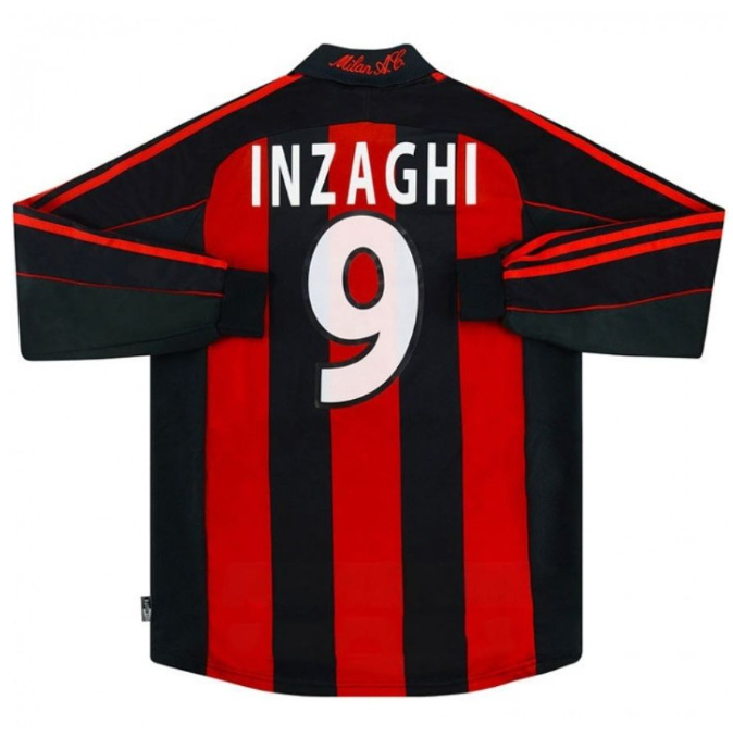 AC Milan 2000-2002 season home jersey long sleeve No. 9 Inzaghi