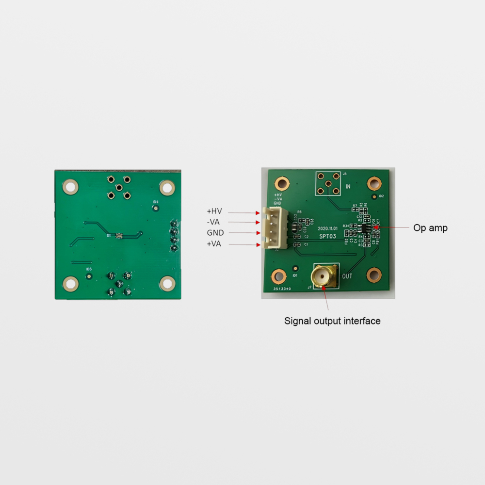 C10035 with opamp SiPM pixel SMA test board; ONSEMI C10035