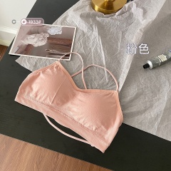 台灣現貨無縫交叉美背吊帶裹胸一片式帶胸墊無鋼圈運動內衣/女士抹胸均碼內衣/文胸40-70KG可穿