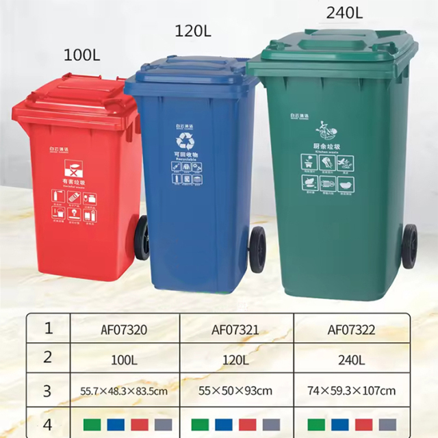 Outdoor Trash Can Cleaning Products Foot-control Pedal 100L 120L 240L Plastic Waste Bin