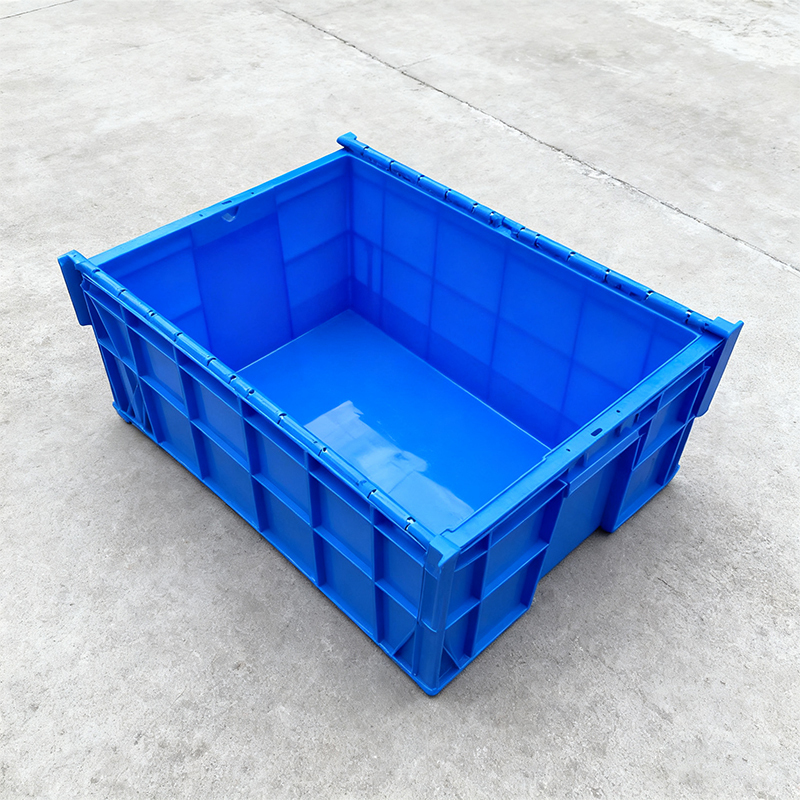 Stackable and Nestable Heavy Duty Plastic Box Attached Lid Tote