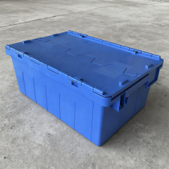Moving Tote Crate Heavy Duty Plastic Tote with Hinged Lids