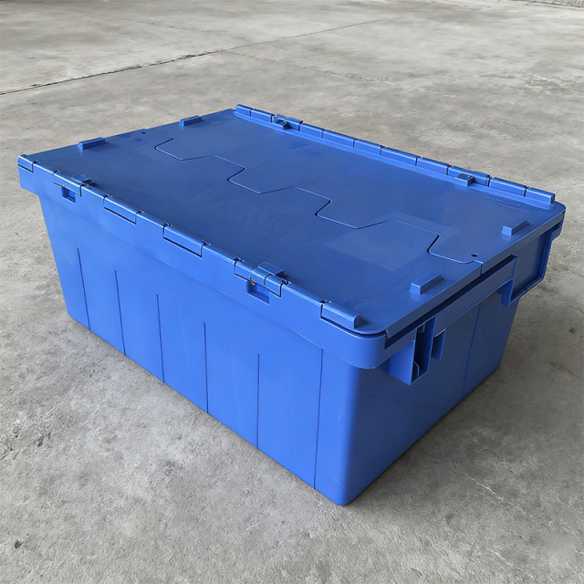 Moving Tote Crate Heavy Duty Plastic Tote with Hinged Lids