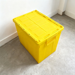 Moving Tote Crate Heavy Duty Plastic Tote with Hinged Lids