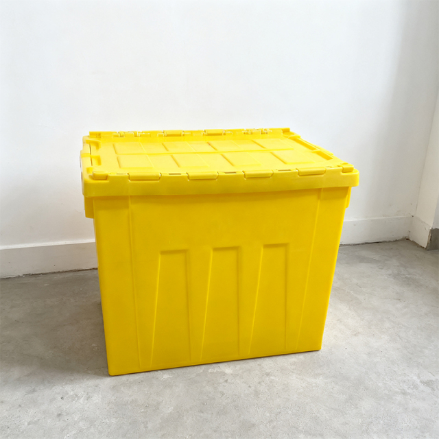 Moving Tote Crate Heavy Duty Plastic Tote with Hinged Lids