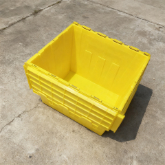 Moving Tote Crate Heavy Duty Plastic Tote with Hinged Lids