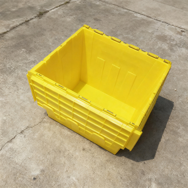 Moving Tote Crate Heavy Duty Plastic Tote with Hinged Lids