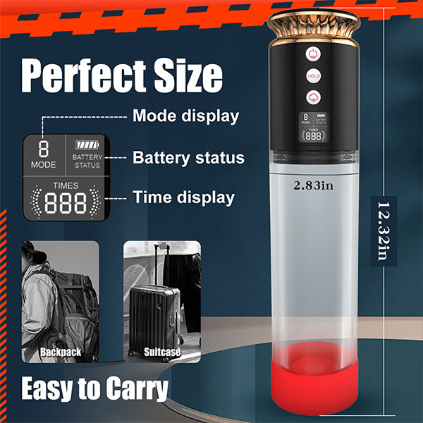 جهاز تعزيز القدرة الجنسية للرجال مضخة القضيب الكهربائية الذكية ذات الشاشة الرقمية