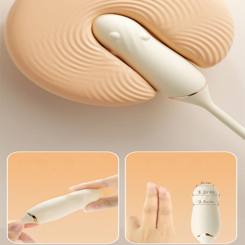 مدلك بيضاوي باللون البيج مع محفز البظر للنساء - لعبة للبالغين