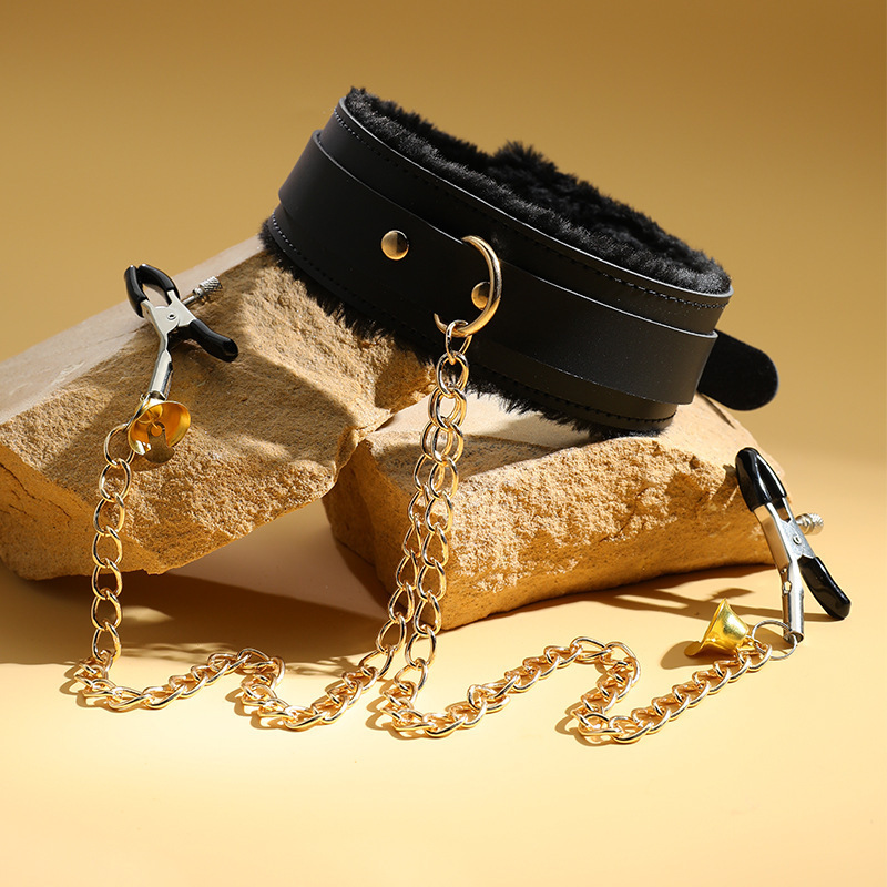 طوق رقبة فاخر مع مشابك حلمات طوق رقبة SM للبالغين للأزواج