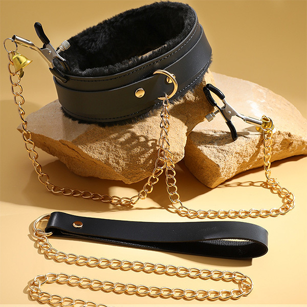 طوق رقبة فاخر مع مشابك حلمات طوق رقبة SM للبالغين للأزواج