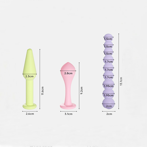 مجموعة ثلاثية الألوان سلسلة حبات شرجية مزدوجة الغرض سدادة سيليكون SM لعبة للبالغين