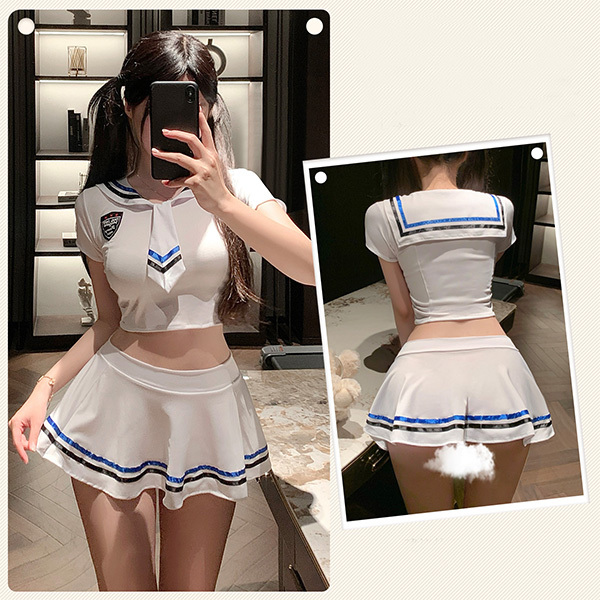 مجموعة مثير للغاية تكشف عن البطن يونيفورم تيمبتيشن مثير ومثير للغاية يكشف عن المؤخرة لا يحتاج إلى خلعه