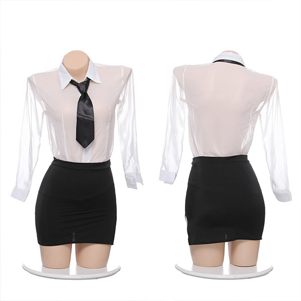 الزهد الأنيق: إغراء زي السكرتيرة المكتبية لعبة الأدوار المغازلة ملابس داخلية ضيقة بفتحة أمامية