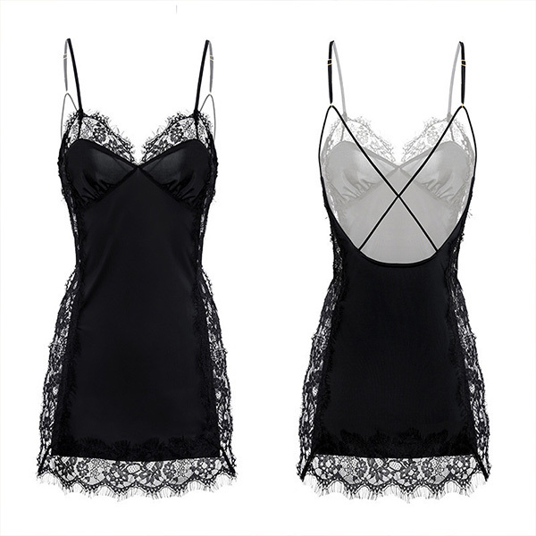قميص نوم مثير من الدانتيل مع حمالات رفيعة ملابس نسائية داخلية أنثوية حسية جذابة