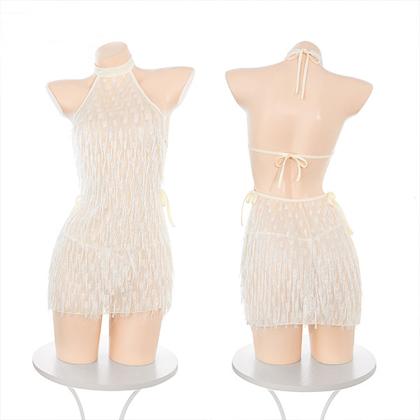 ملابس داخلية مسحوق نجمي شق جانبي ربط لباس نوم مغري مؤخرة عارية إغراء دون خلع الملابس