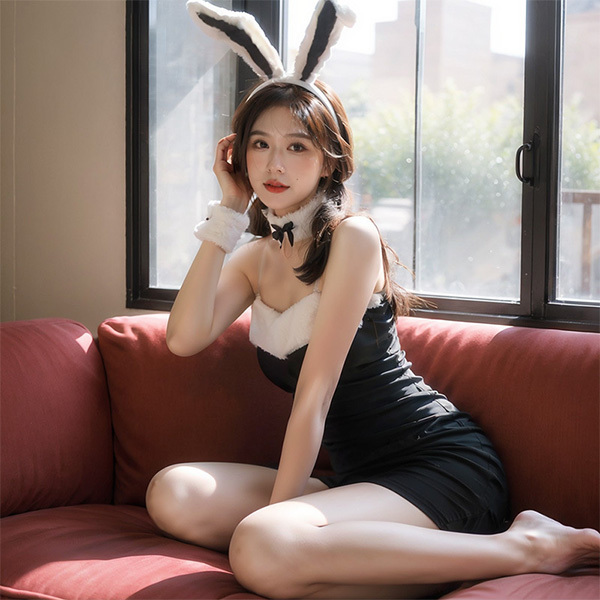 ملابس داخلية: مجموعة أزياء كوسبلاي مثير كاوايي من الأرانب القطيفة