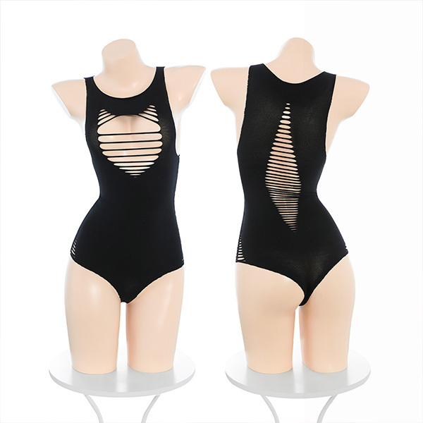 بذلة مغرية شفافة برباطات ورقبة عميقة مع جوارب قابلة للفصل بذلة شبكية للملابس الداخلية الحسية