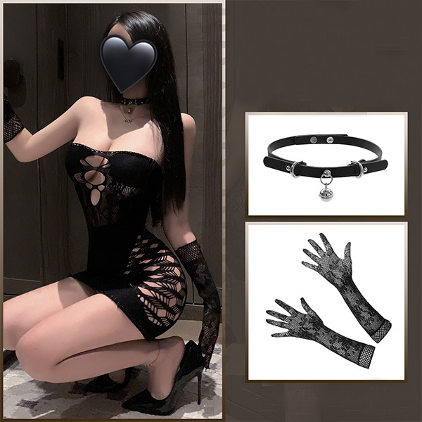 طقم ملابس داخلية: بودي سوت بياقة عميقة مزينة بالدانتيل مع طبقة شفافة من الشبكة طقم ملابس نوم مثير وحسي