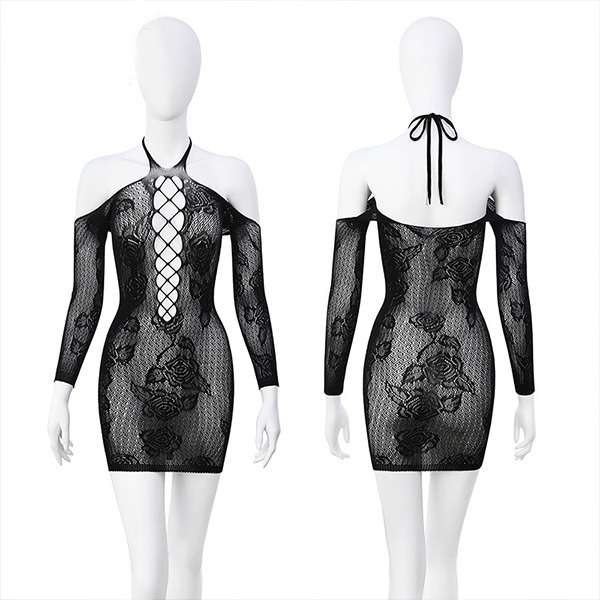 روز ويسبر شبكة صيد الأسماك لباس ضيق مثير شفاف مع تفاصيل مقطوعة ملابس داخلية