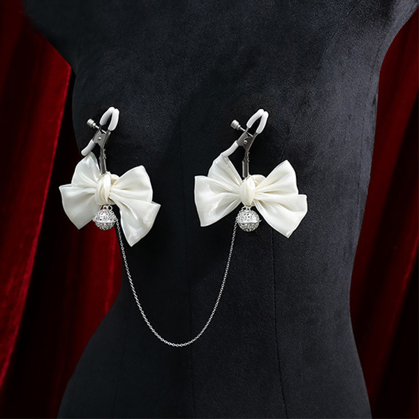 مشابك حلمة قابلة للتعديل مع شريط لامع إكسسوارات ملابس داخلية زخرفة سلسلة فضية رائعة