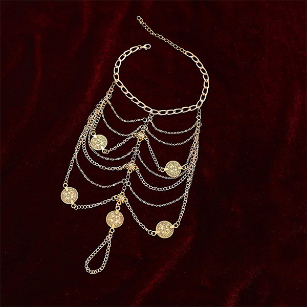 سلسلة كاحل حسية مستوحاة من الطراز القديم للسيدات مع شرابة للقدمين، سلسلة معدنية وحلقة كاحل أعلى القدم