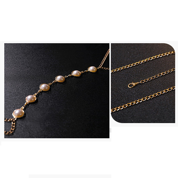 سلسلة جسم قابلة للتعديل مزينة باللؤلؤ المستوحاة من الفخامة سلسلة حلمات معدنية مثيرة إكسسوار تفاعلي