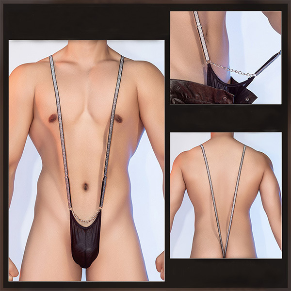 ملابس داخلية رجالية برقبة على شكل V وبدون حمالات وبدون ظهر وبنطال داخلي مريح ومغري