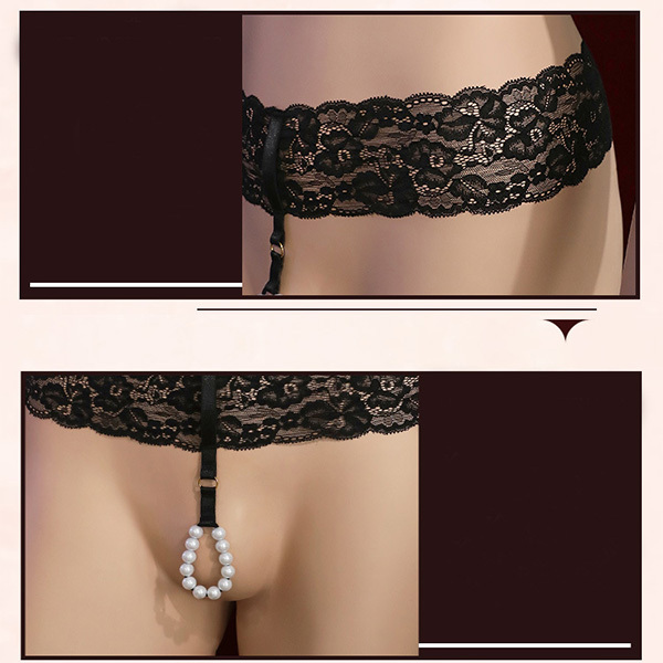 ملابس داخلية رجالية من الدانتيل المثير مع سلسلة من اللؤلؤ