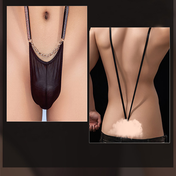 ملابس داخلية رجالية برقبة على شكل V وبدون حمالات وبدون ظهر وبنطال داخلي مريح ومغري