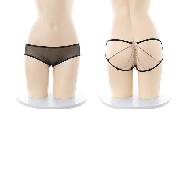 سراويل داخلية شفافة بدون فتحة بين الساقين ومزينة بسلسلة ملابس داخلية ملابس داخلية شفافة مثيرة