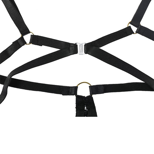 ثوب نوم برقبة على شكل ربطة عنق وصدريات معدنية وملابس داخلية موحدة ومقاس كبير ومثير