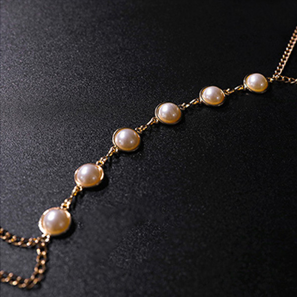 سلسلة جسم قابلة للتعديل مزينة باللؤلؤ المستوحاة من الفخامة سلسلة حلمات معدنية مثيرة إكسسوار تفاعلي