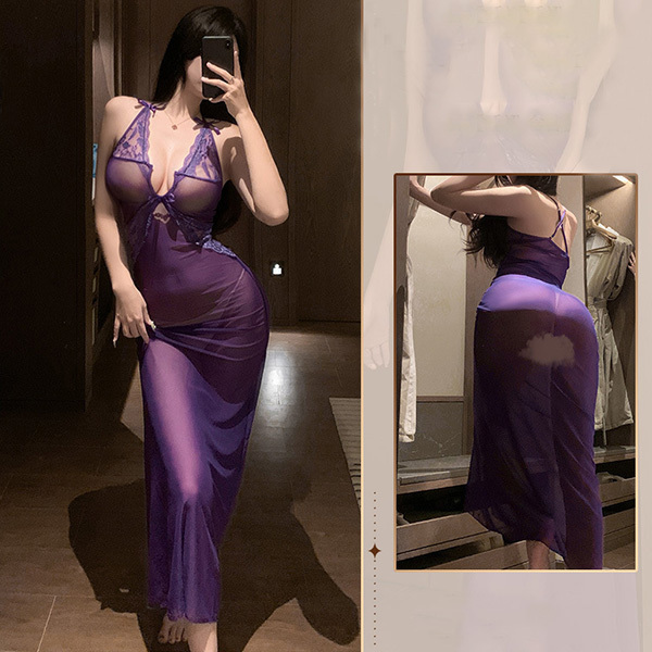 فستان شفاف من الدانتيل والتول لانجري رغبة حسية خالصة فستان نوم مغري شفاف يكشف عن الصدر