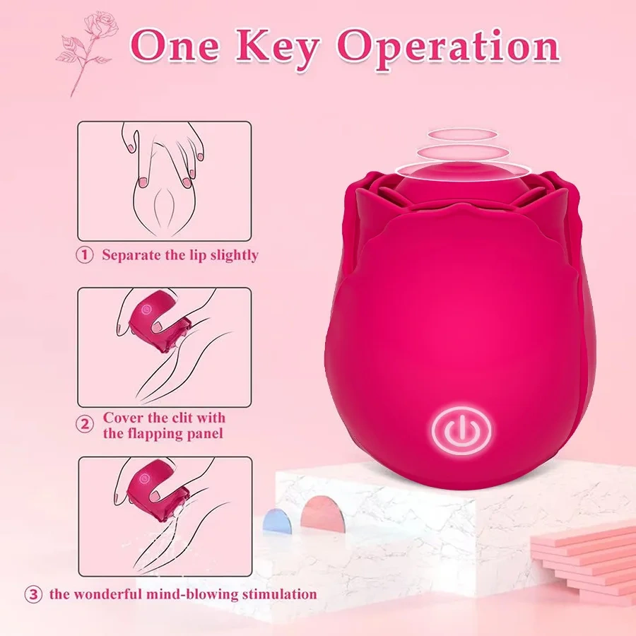 Rose Toys Flapping Rose Vibrator 7 Mind-Blowing Clitoral Patting Stimulator Sex Toy for Women