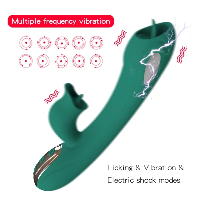 Powerful Double Motors 10 Modes Electric Shock Tongue Licking Vibrator Sex Toys Women
