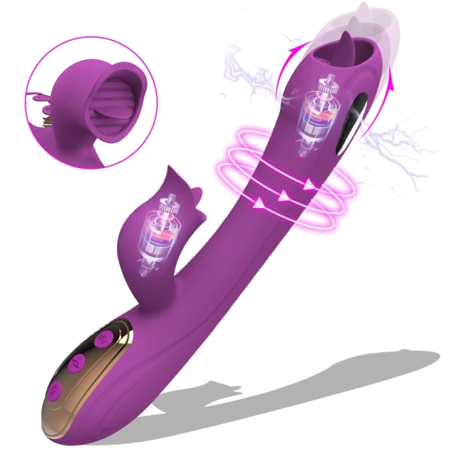 Powerful Double Motors 10 Modes Electric Shock Tongue Licking Vibrator Sex Toys Women