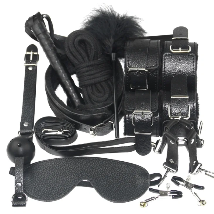 New Leather 10 Pc Bondage Under Bed Kit 4 Colors Bondage Set Restraint Adult Game Belt Plush for Adult Sex Toy for Women Men