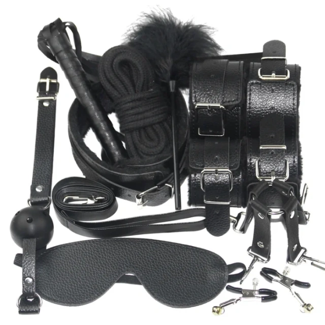 New Leather 10 Pc Bondage Under Bed Kit 4 Colors Bondage Set Restraint Adult Game Belt Plush for Adult Sex Toy for Women Men