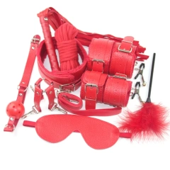 New Leather 10 Pc Bondage Under Bed Kit 4 Colors Bondage Set Restraint Adult Game Belt Plush for Adult Sex Toy for Women Men