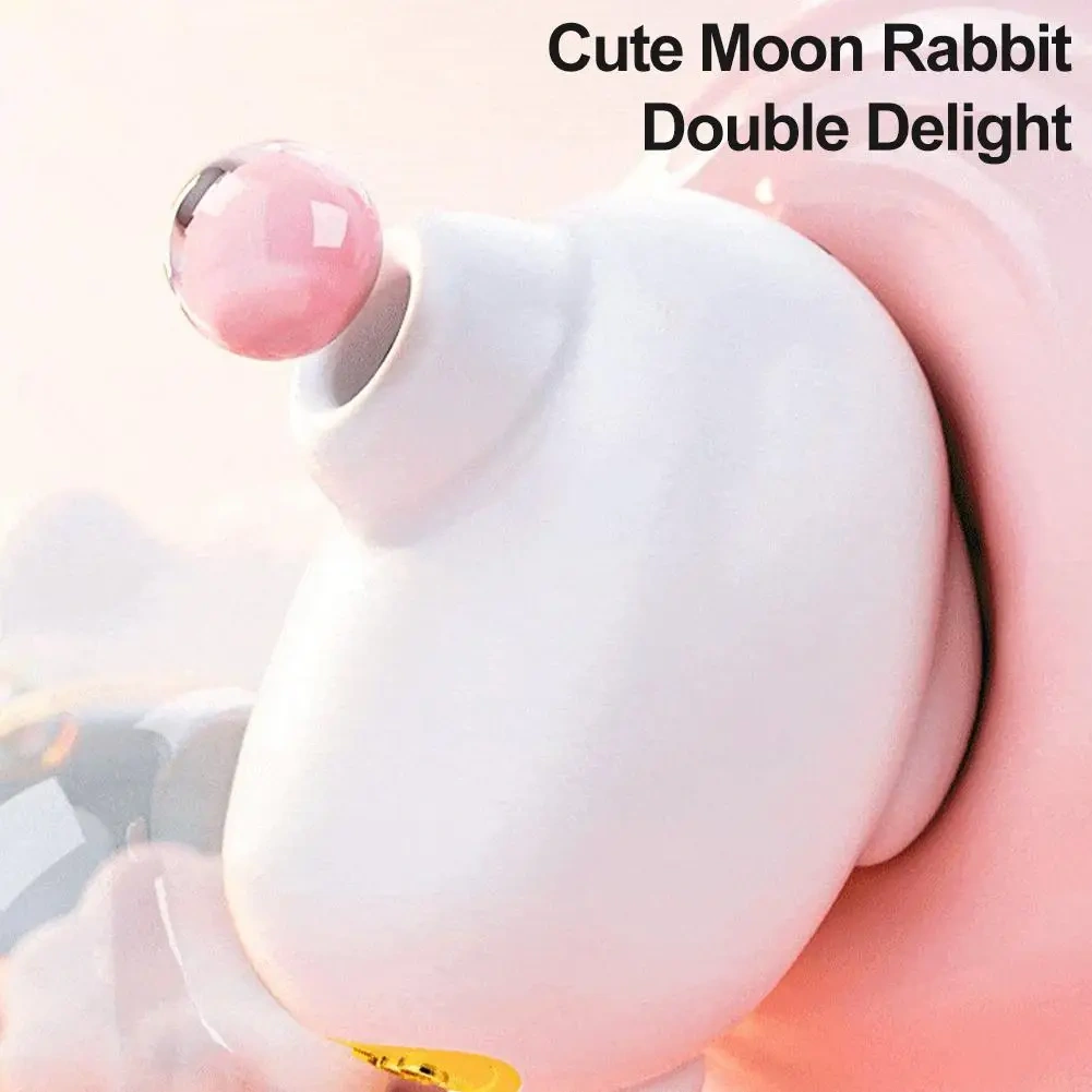 Cute Moon Rabbit Sucking Vibrating Egg Massager Pussy Clit G-spot Clitoral Stimulator USB Rechargeable Adult Sex Toy