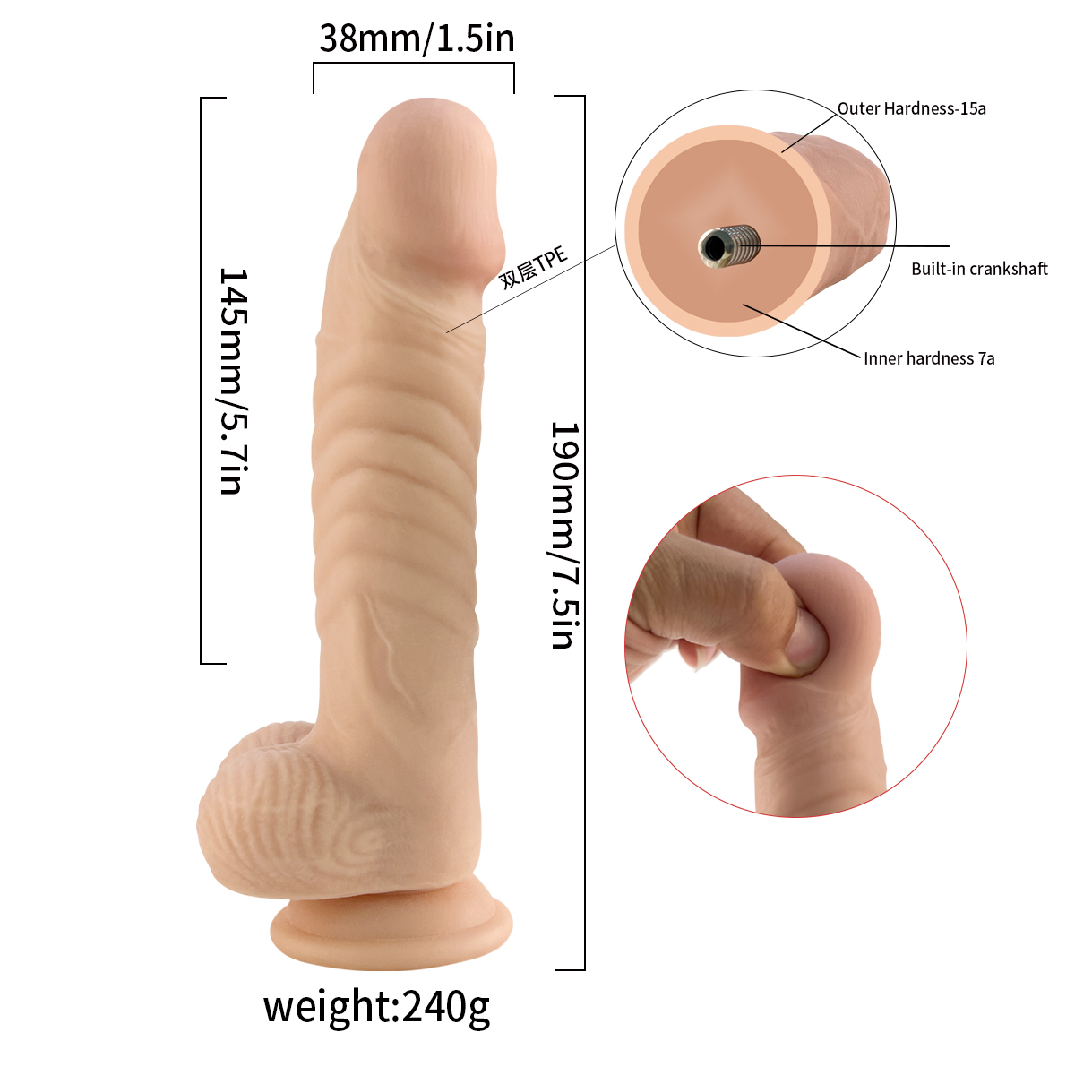 QSSC-002   Double-Layer TPE Penis with Reverse Glue