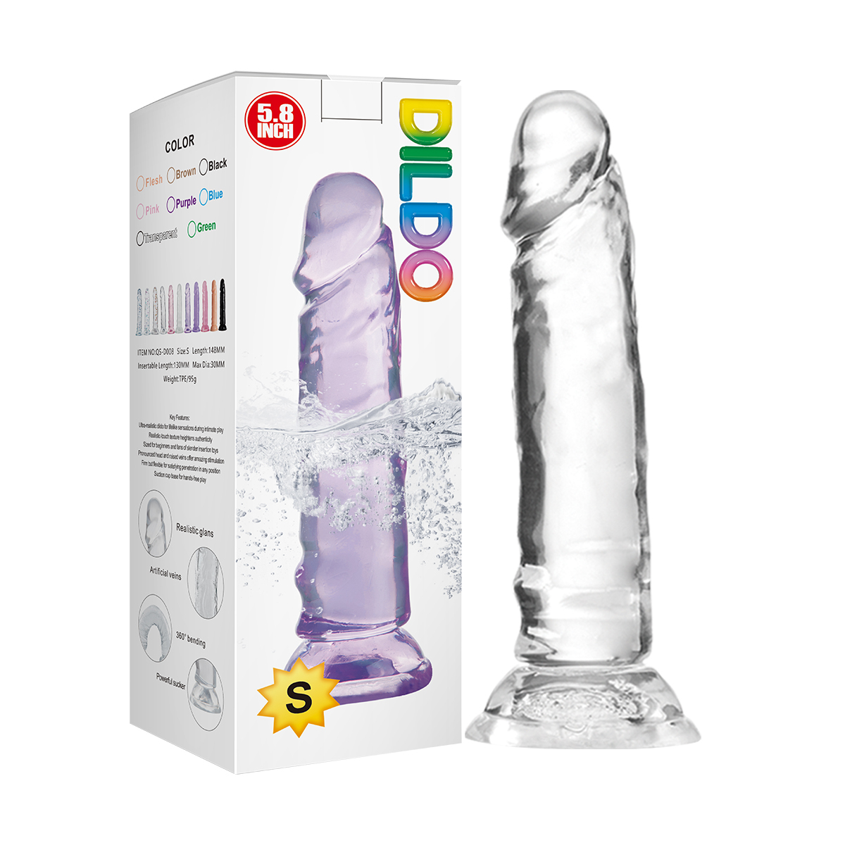 QS-D008-S Injection-Molded TPE Dildo