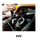 Installer applying paint protection film cut with a GR7000-180 cutting plotter