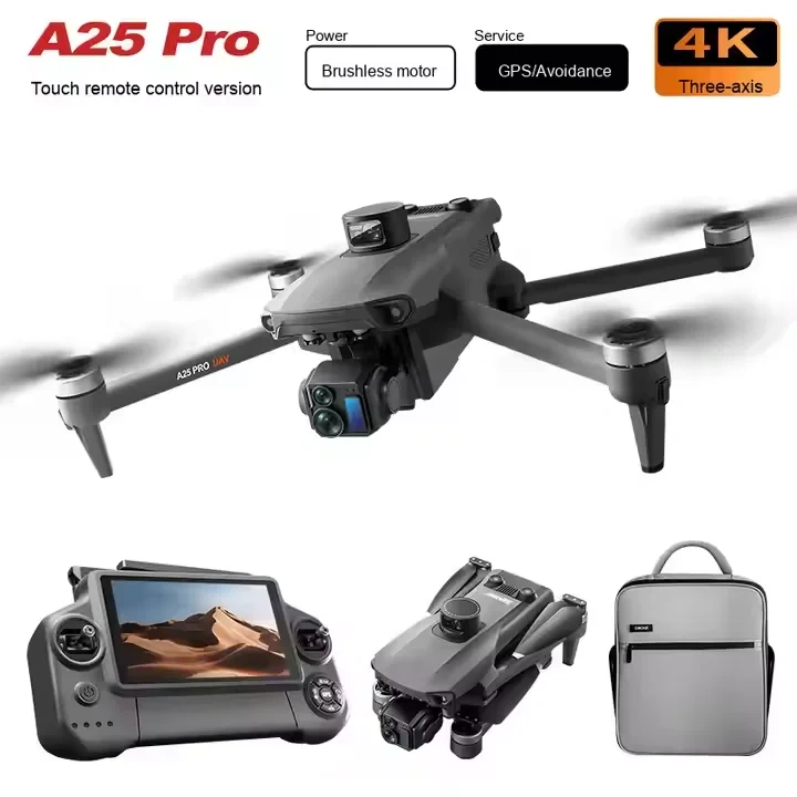 A25 PRO Drone New 8K HD Aerial 3-Axis Gimbal Long Battery Life RC GPS 6km Range Drone 5.5inch Chscreen Brushless Dron VS P7MAX