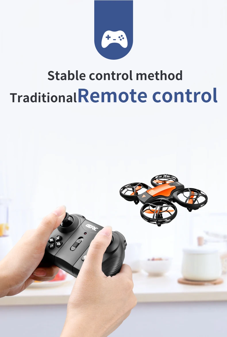 4DRC V8 Mini Drone 4K 1080P HD Camera WiFi Fpv Protective Design Drone RC Quadcopter Toy Geasture Control for School Education