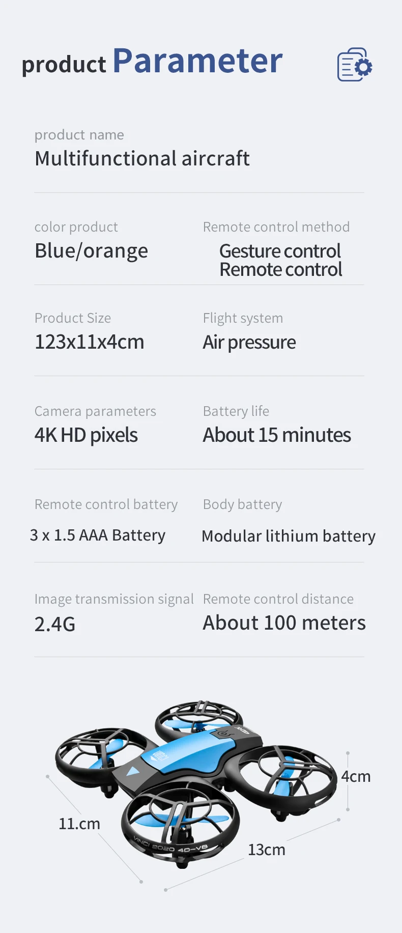 4DRC V8 Mini Drone 4K 1080P HD Camera WiFi Fpv Protective Design Drone RC Quadcopter Toy Geasture Control for School Education