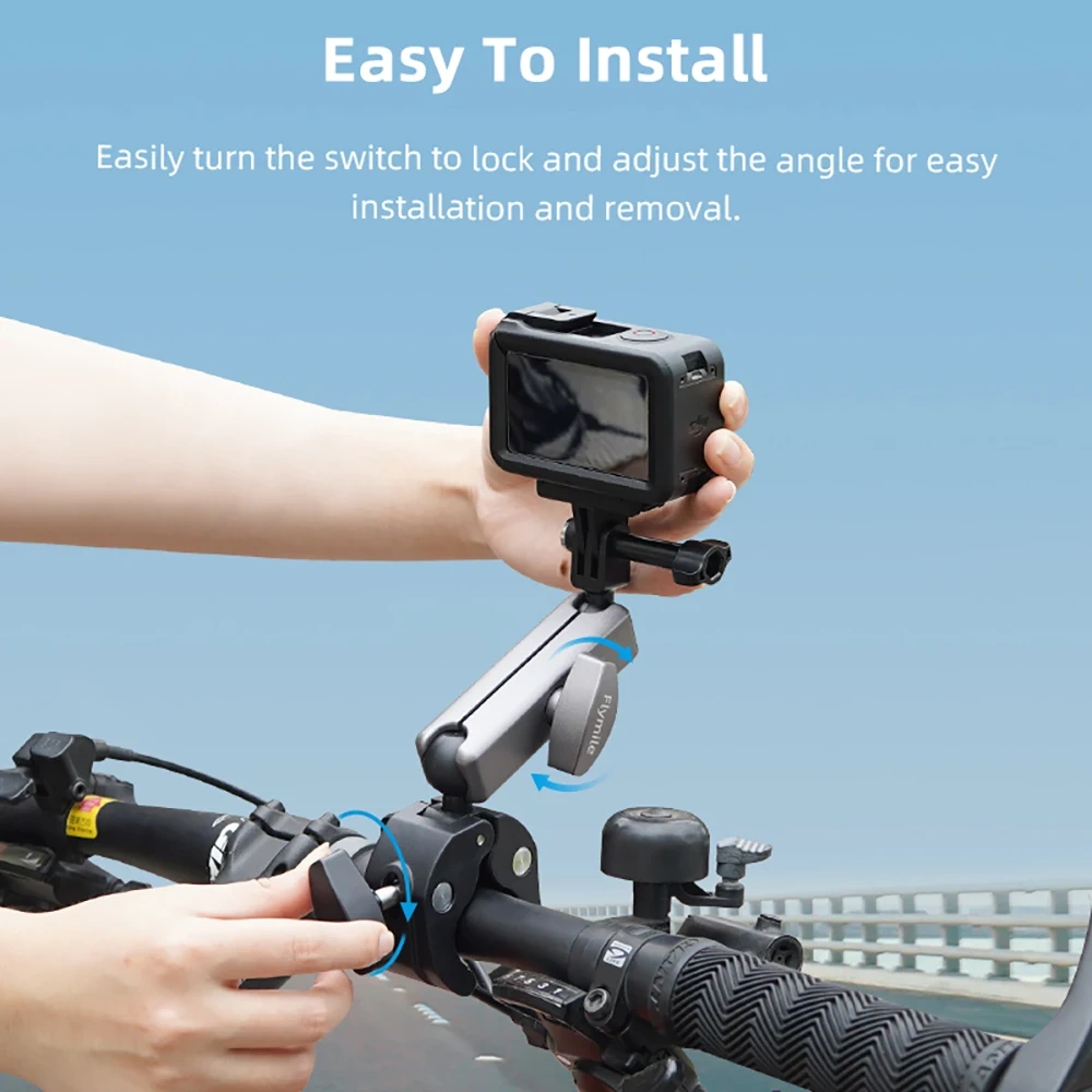Flymile Bicycle Motorcycle Handlebar Mount Holder For Gopro Hero 8 7 6 5 4 Action Camera 360 Degree Adjustable Metal Bracket